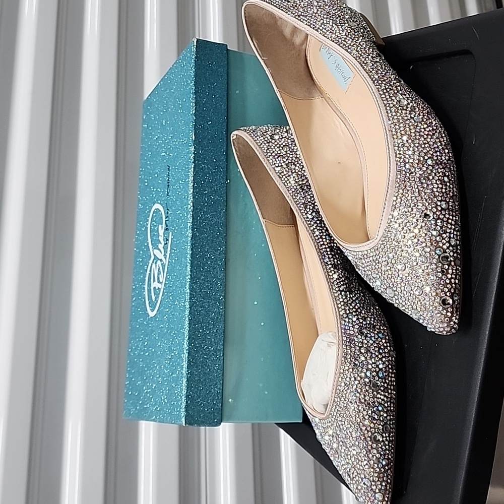 Betsey Johnson. Size 8, Nude Satin Jude Ballet Flats